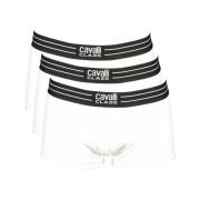 Cavalli Class Vita bomullsboxershorts med kontrastdetaljer White, Herr