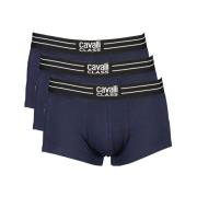 Cavalli Class Blå Bomull Boxershorts, Elastisk Midja, Kontrastdetaljer...