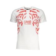 Cavalli Class Tryckt Logotyp Rund Hals T-shirt White, Herr