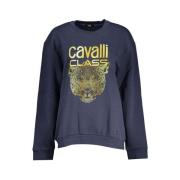 Cavalli Class Blå Fleece Sweatshirt Stiligt Tryck Blue, Herr