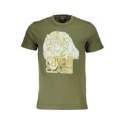 Cavalli Class Tryckt Logotyp Rund Hals T-shirt Green, Herr