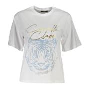 Cavalli Class Elegant vitt tryckt T-shirt med tidlös stil White, Herr