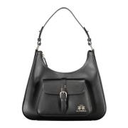 La Martina Black Leather Handbag Black, Dam