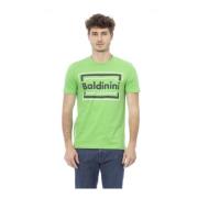 Baldinini Trendig Herr T-shirt med Logomönster Green, Herr