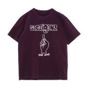 Sacai Lila Sacaigonz T-shirt med Crew Neck Purple, Herr