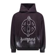 Balenciaga Ikoniskt Tryck Hoodie Black, Herr