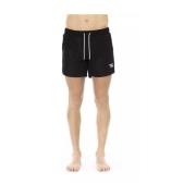 Bikkembergs Svarta simshorts med signaturband Black, Herr