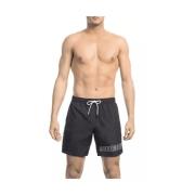 Bikkembergs Elegant Badshorts med Grafiskt Tryck Black, Herr