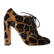 Dolce & Gabbana Leopard Lace-Up Ankelboots Brown, Dam