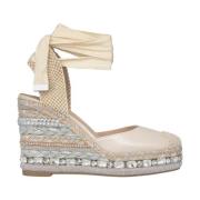 Alma EN Pena Metallisk kil sandal med dekorationer Beige, Dam