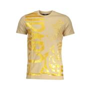 Cavalli Class Tryck Logo Rund Hals T-shirt Beige, Herr