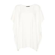 Fabiana Filippi Vit Stickad Poncho Jacka White, Dam