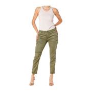 Mason's Curvy Cargo Byxor i Stretch Satin Green, Dam