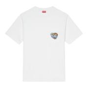 Kenzo Vit Bomull T-shirt med Brösttryck White, Herr