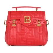 Balmain Vadderad läder B-Buzz 23 väska Red, Dam