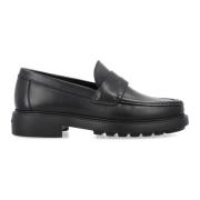 Salvatore Ferragamo Svarta Loafers med Penny Slot Detalj Black, Herr