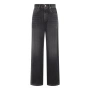 Brunello Cucinelli Grå Loose-Fit Jeans med Monile Detalj Black, Dam