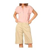 Mason's Straight Chino Bermuda Shorts i Ljus Beige Beige, Dam