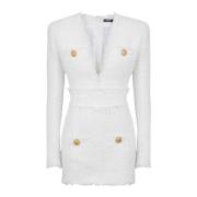 Balmain Kort tweedklänning White, Dam