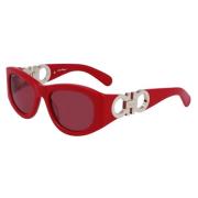 Salvatore Ferragamo Röda Acetat Solglasögon Sf1082S 600 Red, Unisex