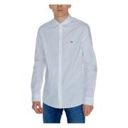 Tommy Jeans Vit Button-Up Skjorta Långärmad White, Herr