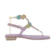 Alma EN Pena Pärlarmband platt sandal Purple, Dam