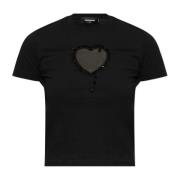 Dsquared2 T-shirt med applikation Black, Dam