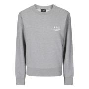 A.p.c. Grå Boxy Fit Sweatshirt med Broderat Logotyp Gray, Dam