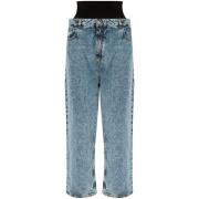 Alaïa Blå Bomullsblandning Straight Leg Jeans Blue, Dam