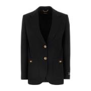 Versace Oversize Svart Ull Blazer Black, Dam