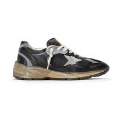 Golden Goose Svart Logotyp Sneaker Läder Tyg Gummi Black, Herr