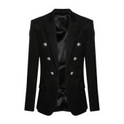 Balmain Svart Blazer med präglade knappar Black, Herr