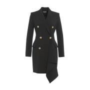 Elisabetta Franchi Svart dubbelknäppt blazer kappa klänning Black, Dam