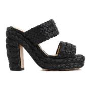 Bottega Veneta Svarta Raffiasandaler Black, Dam