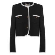 Moschino Svart Viskos Crepe Jacka Black, Dam