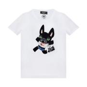 Dsquared2 Hundtryck Crew Neck T-shirts Polos White, Dam