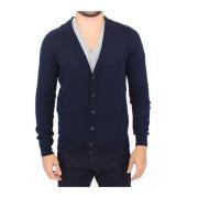 Ermanno Scervino Lyxig Blå Ullblandning Cardigan Sweater Blue, Herr