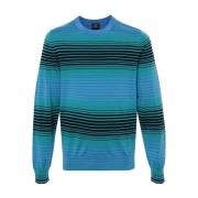 PS By Paul Smith Blårandig Crewneck Tröja Blue, Herr