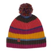 Gallo Fuchsia Ull Cashmere Beanie med Ränder Multicolor, Unisex