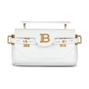 Balmain B-Buzz 19 väska i krokodileffekt-präglat läder White, Dam