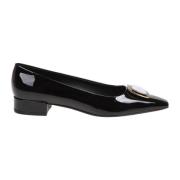 Salvatore Ferragamo Svart Lackläder Ballerina Pumps Black, Dam