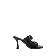 Estro Svarta Läder Stiletto Mules Black, Dam