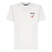 Moschino Vit Crew Neck T-shirt med Logo White, Herr