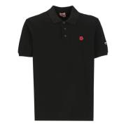 Kenzo Svart Polo Skjorta med Boke Blomma Black, Herr