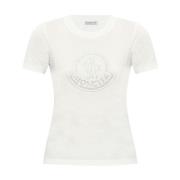 Moncler Vit Logo Print T-shirts och Polos White, Dam