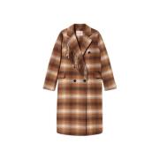 Twinset Dubbelrutig Tygkappa - 40 Brown, Dam