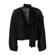 Blumarine Elegant Svart Devore Blus Black, Dam