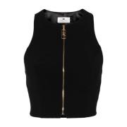 Elisabetta Franchi Svart Crop Top med Olympisk Halsringning Black, Dam