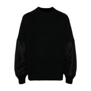 Sacai Svart Crew Neck Sweater Black, Herr