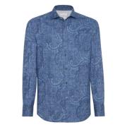 Brunello Cucinelli Stilig Skjorta C001 Blue, Herr